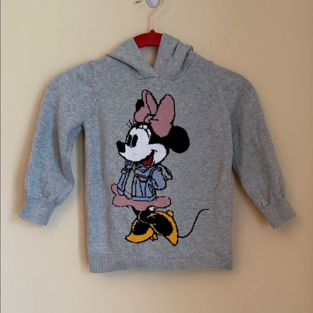 BabyGap x Disney‎ Minnie Mouse Hooded Knit Sweater – Gray Heather Sz 5 years